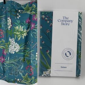 THE COMPANY STORE LEGENDS HOTEL TEAL FLORAL SATEEN STANDARD PILLOW SHAM 20X26